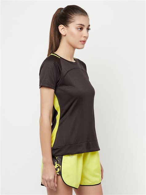 Dryfit Sports & Yoga Tshirt- Black & Neon Yellow TRUEREVO™