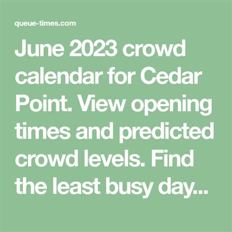 Crowd Calendar for Cedar Point - June 2024