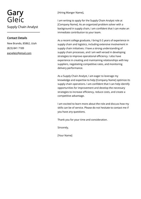 Supply Chain Analyst Cover Letter Examples (Template & 20+ Tips)