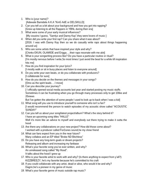 Image result for Rapper Interview Questions