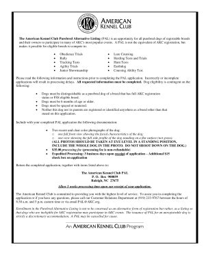 Akc Pal Application Form - Fill Online, Printable, Fillable, Blank ...