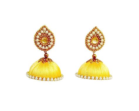 Buy TrendyTrendy Silk Thread Jhumka-Golden Yellow Jhumka at Amazon.in