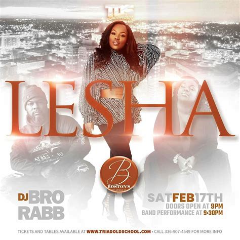 TOS SATURDAYS F/ LESHA (w/BAND) & DJ BRO-RABB (KID n PLAY TOUR DJ ...
