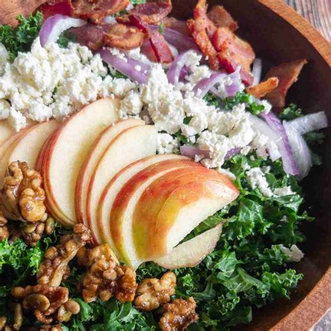 Kale Apple Salad - with Spicy Maple Nuts and Bacon