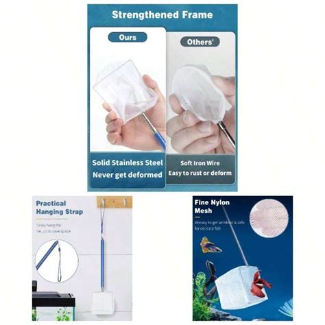 Aquarium Shrimp Net With Extendable Stainless Steel Handle - Fine Mesh ...