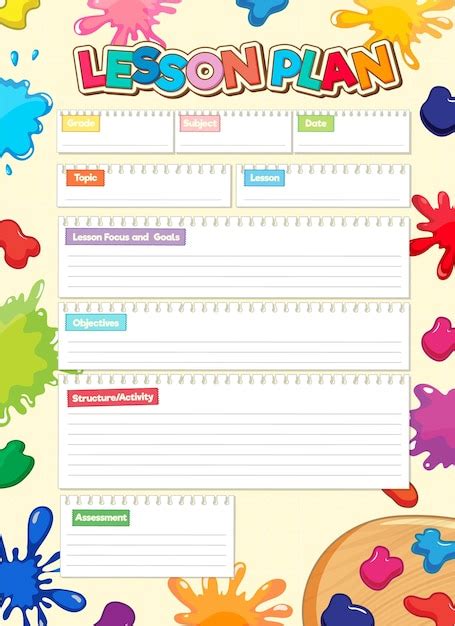 Colorful art lesson plan on lined notepad | Free Vector