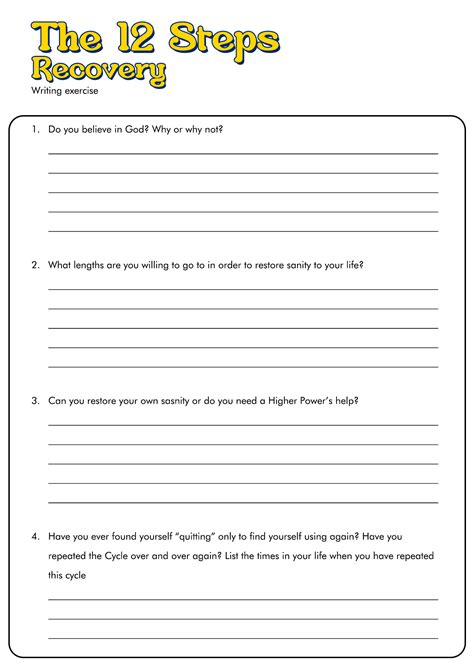 15 12 Step Recovery Worksheets - Free PDF at worksheeto.com