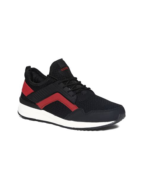 Men Black Colour Block Knit Canne Sneakers – U.S. Polo Assn. India