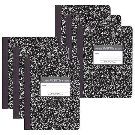 Roaring Spring Marble Composition Book, Black, PK6 77230 | Zoro