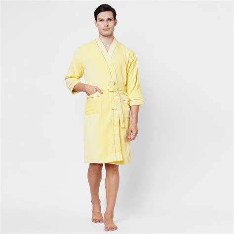 Buy Spaces Extra Large Size Exotica Yellow Solid Large Cotton Bathrobe ...