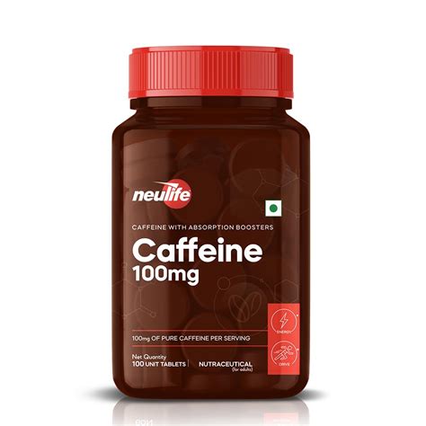Neulife Caffeine 100mg Tablets | Pure Caffeine with Absorption Boosters ...