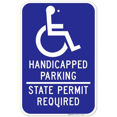 Texas Handicap Parking Sign, State Permit Required Sign, 12x18 Aluminum ...