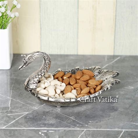 Buy Online Metal Swan Shaped Bowl Serving Tray Showpiece– CraftVatika