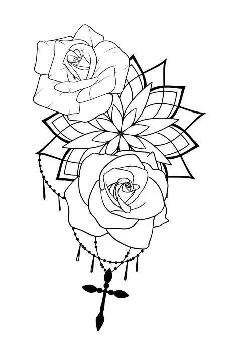 5 roses drawing