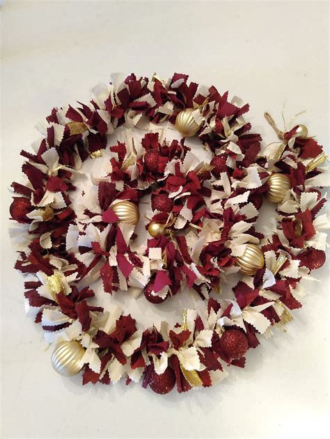 Gold and Burgundy Fabric Garland 7ft, Christmas Tree Garland, Garland ...