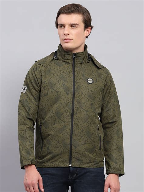 Buy Men Green Printed Detachable Hood Full Sleeve Jacket Online in ...