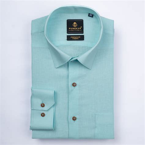 Sky Blue Color Prime Linen Shirt For Men – Punekar Cotton