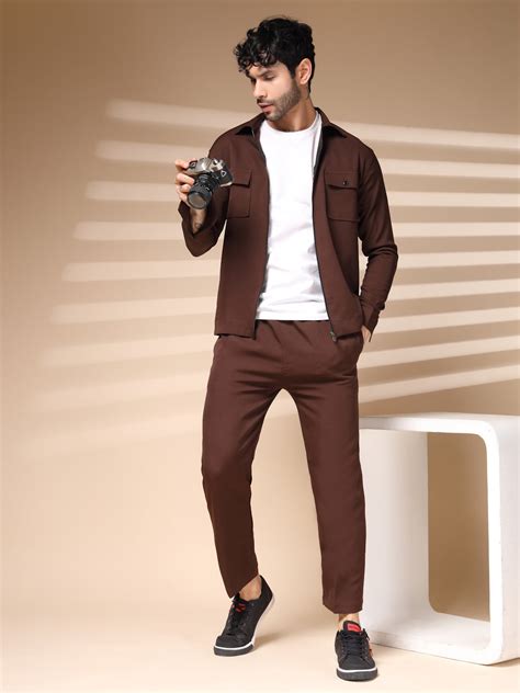 Hickory Brown Men's Zipper Co-ord Set by Italian Vega® – Italian Vega™