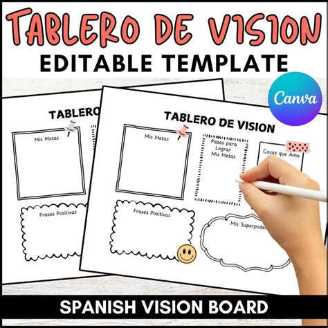 Vision Board Template in Spanish, Goal Setting Activity, Editable Canva ...