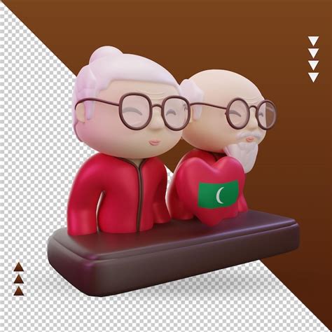 3d grandparents day love maldives flag rendering left view | Premium PSD