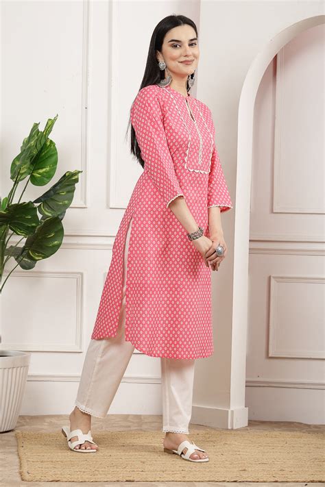 Printed Straight Cotton Kurta & Solid Palazzo Set – Nayam