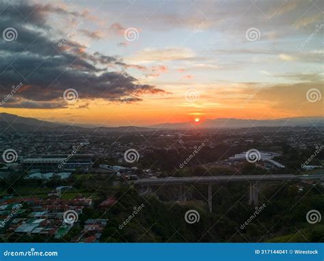 Scenic Sunset View in San Jose, Costa Rica Stock Image - Image of ...