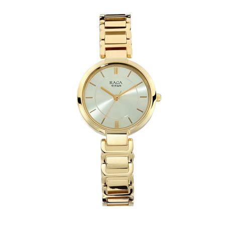 Titan Raga Viva Champagne Dial Women Gold Analog Watch With Metal Strap ...