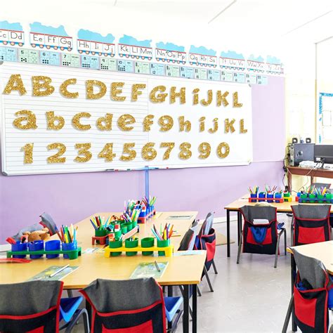 Buy 72 Pcs Gold Glitter Bulletin Board Letters Pack Playful Alphabet ...