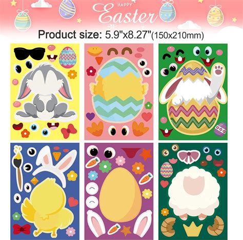 Buy HOWAF 24 Sheets Easter Egg Bunny Decorating Stickers for Kids ...