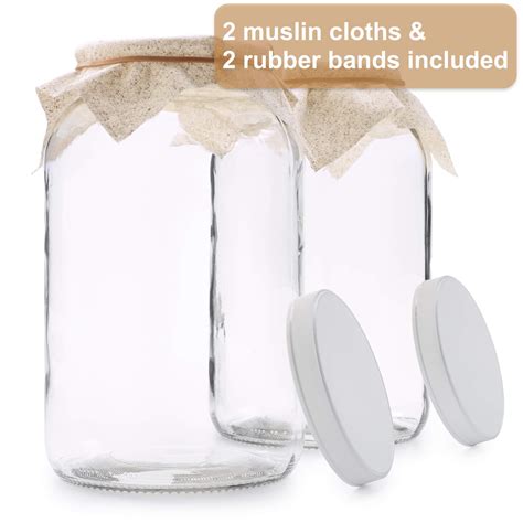 Buy Wide Mouth 1 Gallon Glass Jar with Lid - Glass Gallon Jar for ...