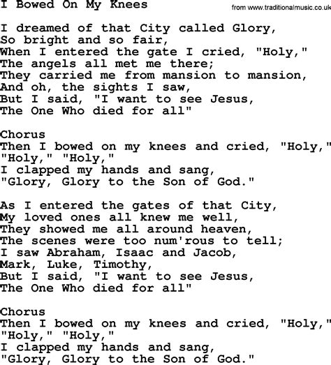 Baptist Hymnal, Christian Song: I Bowed On My Knees- lyrics with PDF ...