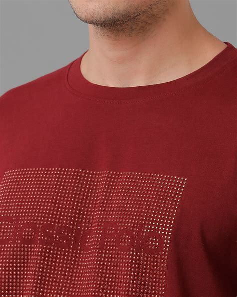 Classic Polo Men's Cotton Half Sleeve Printed Slim Fit Round Neck Marr