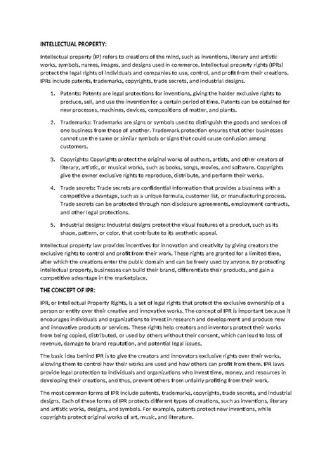 Unit 4 IPR: Understanding Intellectual Property Rights and Their ...