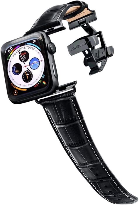 Buy Longvadon Leather Apple Watch Bands for Men - Compatible with Apple ...