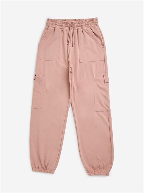 Buy Y&F Kids Pink High-Rise Joggers from Westside