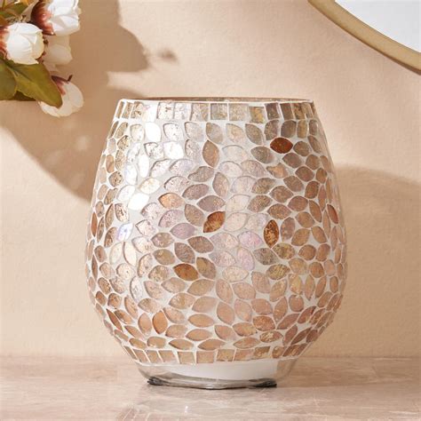 Buy Mabel Arlen Glass Mosaic Hurricane candle Holder from Home Centre ...
