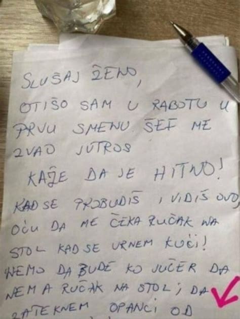 MUŽ JE HITNO OTIŠAO NA POSAO, A NA STOLU MI OSTAVIO OVU PORUKU: Kad sam ...