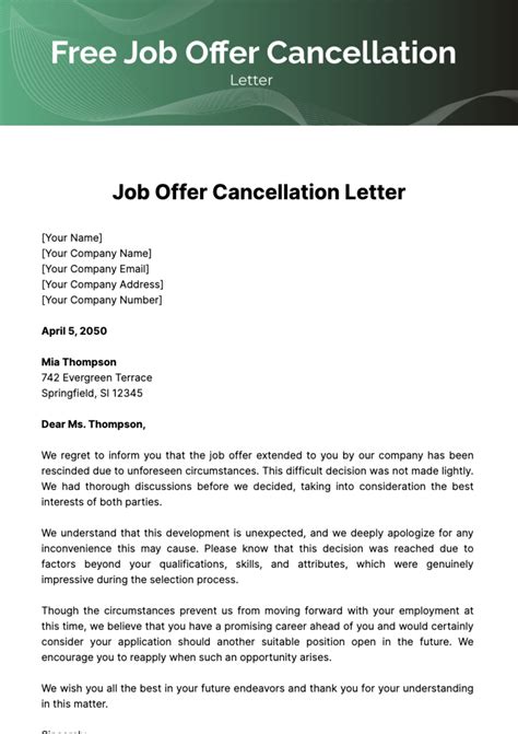Offer Cancellation Letter Format For Employment Letter - Infoupdate.org