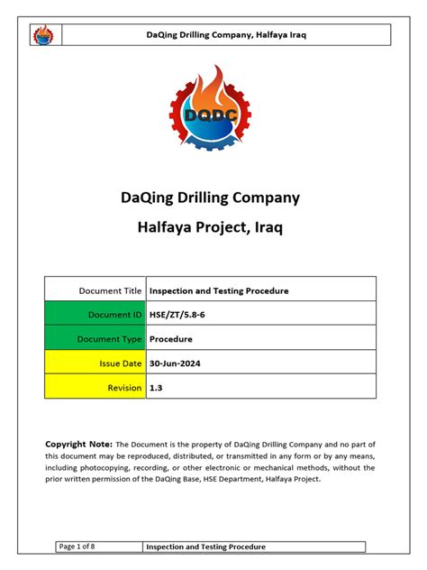 Image result for Inspection and Test Procedure