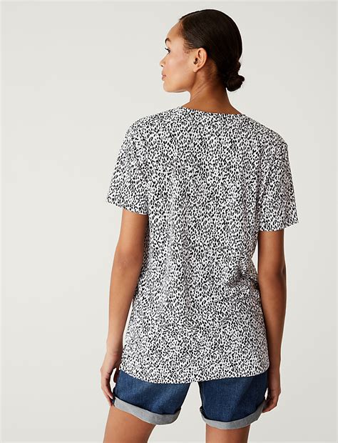 Buy Printed Relaxed Longline T-Shirt at Marks & Spencer