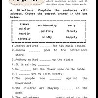 Adverbs Important Questions - Class 5 English Grammar PDF Download