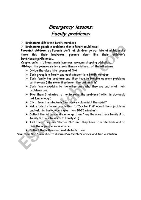Family problems - ESL worksheet by jedzed