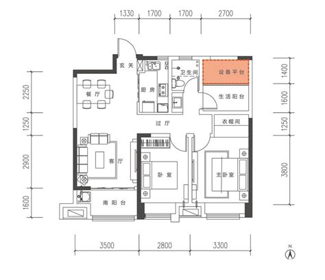 恒大中心三居130平米户型图_L31-1户型3室2厅-新安房产网