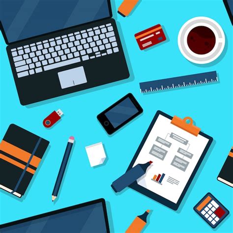 Office Seamless Pattern avec des éléments Office | Vecteur Premium