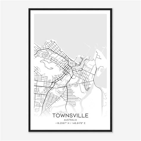 Townsville Australia Map Poster, Modern Home Decor Wall Art Print - Custom Maps & Posters