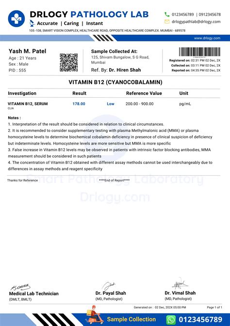 Vitamin B12 Test: Price, Normal Range and Results | Drlogy