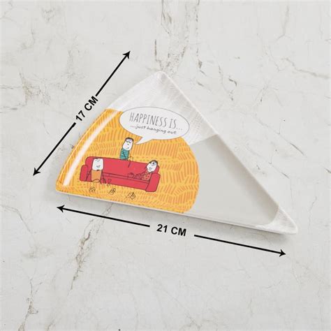 Buy Happiness Printed Pizza Plate - Set Of 4 - 21 cm X 17 cm from Home ...