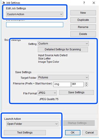 Configuración personalizada en Epson Event Manager