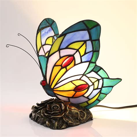 tuomoxte Tiffany Style Butterfly Table Lamp for Living Room Colorful ...