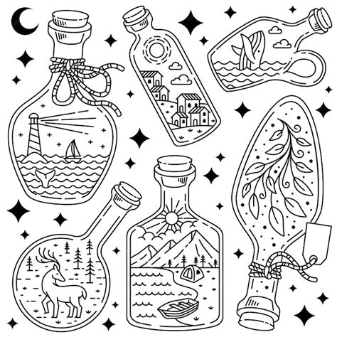 Nature in a bottle illustration vector | Premium Vector